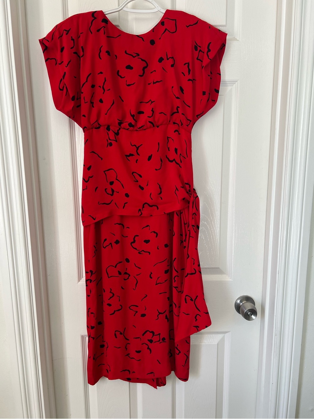 VINTAGE 80’s Jackie Bernard for Eklektik Red and Black Patterned Midi Dress